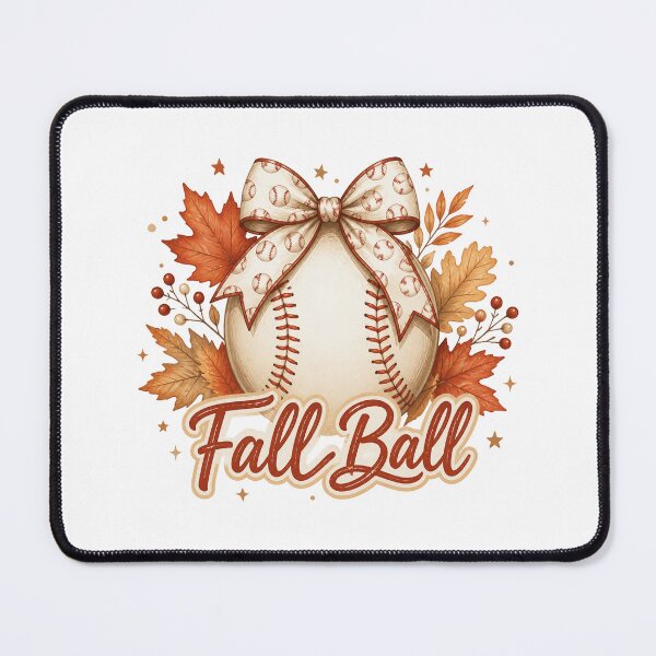 Item preview, Fall Ball Baseball with Patterned Bow and Autumn Leaves designed and sold by Cute-and-Co.