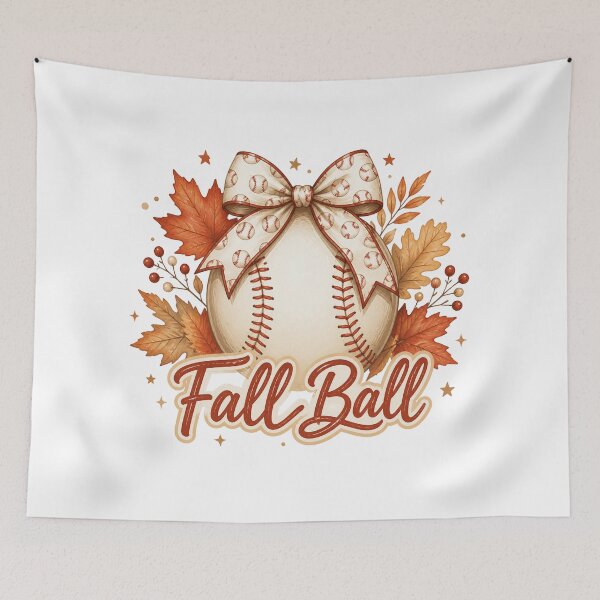Item preview, Fall Ball Baseball with Patterned Bow and Autumn Leaves designed and sold by Cute-and-Co.