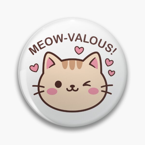 Item preview, ​Cute Kawaii Cat Winking Pun - Meow-valous designed and sold by Minem39.