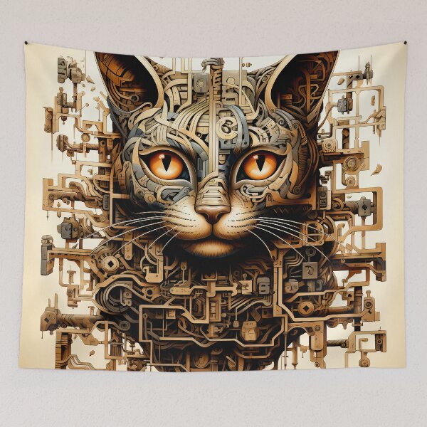 Item preview, Fantasy Imaginary Cat Face Dreamlike Sci-Fi Mechanical Vision designed and sold by DEC02.