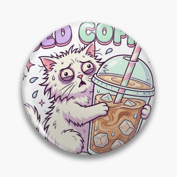 Item preview, Powered By Iced Coffee Funny Tired Cat Student Humor designed and sold by CoolCrazyChaos.
