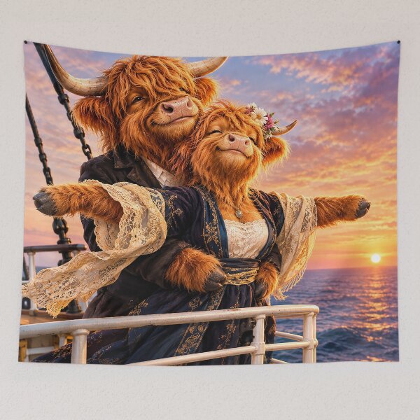 Item preview, I'm Dying! - Highland Cow Titanic Love Scene  designed and sold by Collymore.