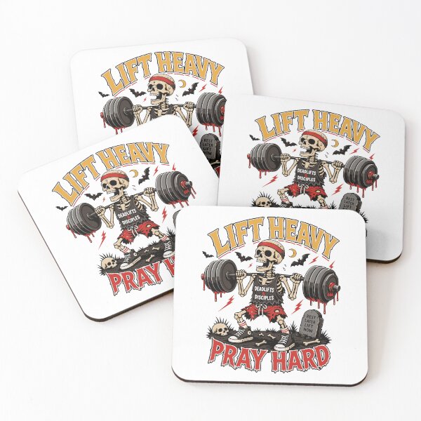 Item preview, Lift Heavy Pray Hard Skeleton Weightlifter T-Shirt | Halloween Gym designed and sold by Simon-art-land.