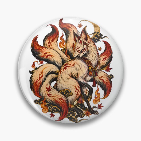 Item preview, Cursed Kitsune Nine Tailed Fox – Japanese Yokai Halloween Art designed and sold by kaxymax.