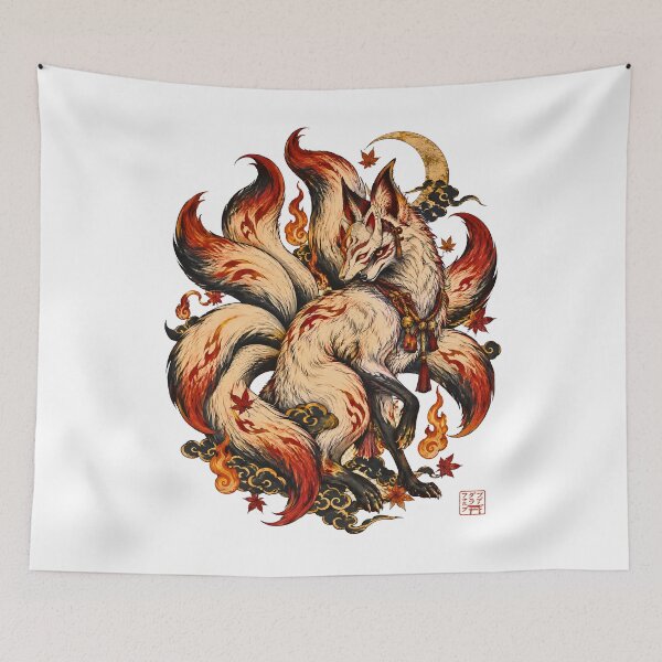 Item preview, Cursed Kitsune Nine Tailed Fox – Japanese Yokai Halloween Art designed and sold by kaxymax.