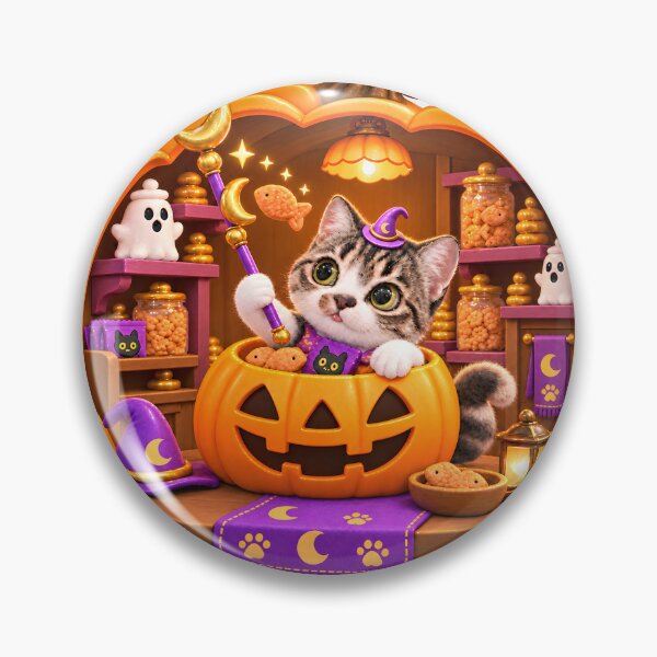 Item preview, Ggomani Witch Kitten Making Magical Pumpkin Treats designed and sold by haewamal.