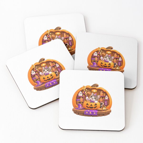 Item preview, Ggomani Witch Kitten Making Magical Pumpkin Treats designed and sold by haewamal.