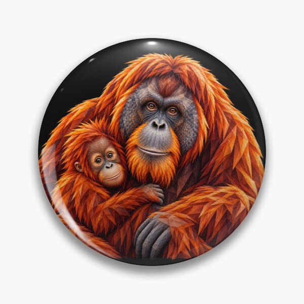 Item preview, Orangutan Mother and Baby Geometric Wildlife Art designed and sold by redsharkuk.