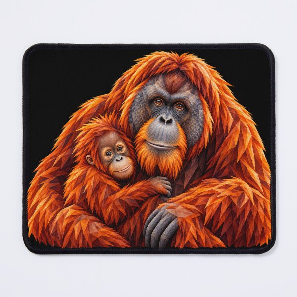 Item preview, Orangutan Mother and Baby Geometric Wildlife Art designed and sold by redsharkuk.