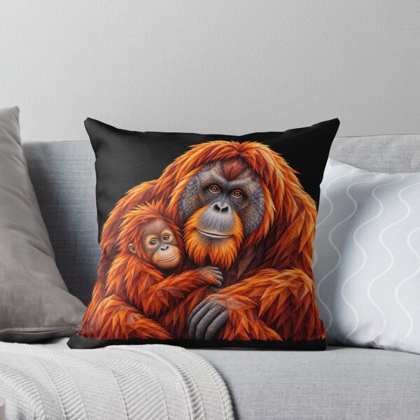 Item preview, Orangutan Mother and Baby Geometric Wildlife Art designed and sold by redsharkuk.