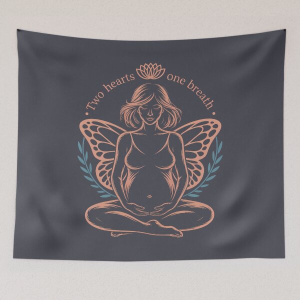 Item preview, Two Hearts One Breath Peach Teal Wings Piece designed and sold by 108stillness.
