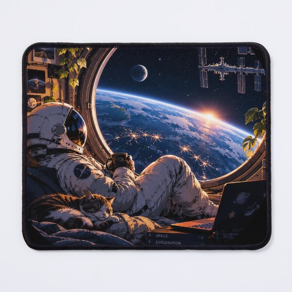 Item preview, Astronaut, Sleeping Cat and Earth View designed and sold by apex.vibe.