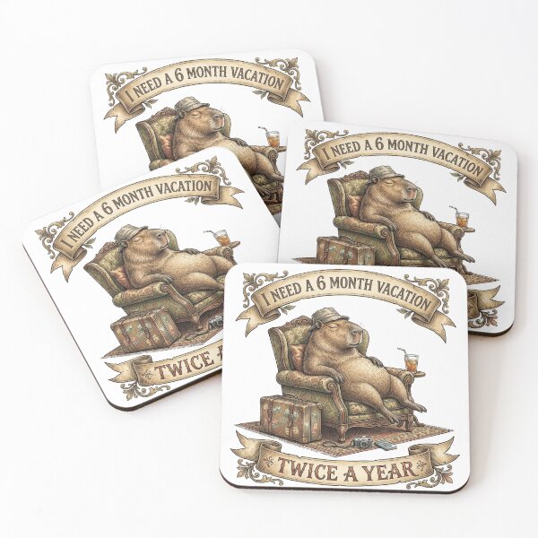 Item preview, Funny Capybara I Need A 6 Month Vacation Twice A Year Lazy Humor designed and sold by CoolCrazyChaos.
