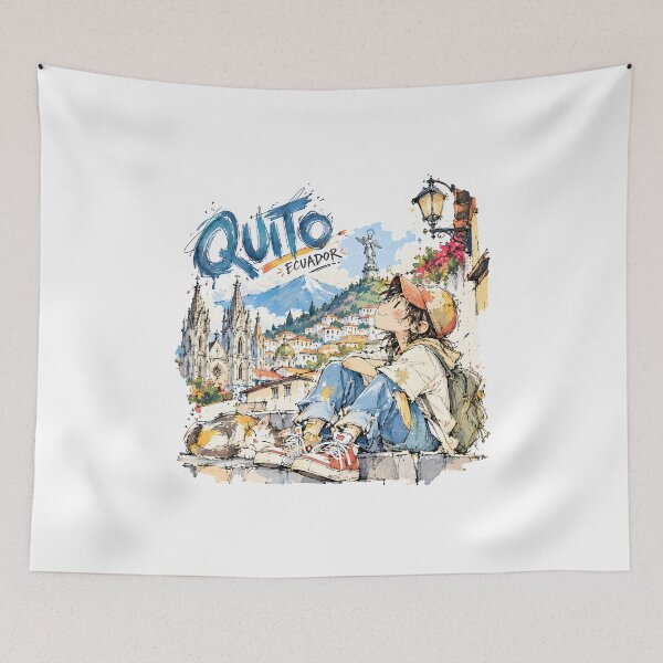 Item preview, Quito Ecuador Watercolor Travel Illustration designed and sold by EdwinkOne.