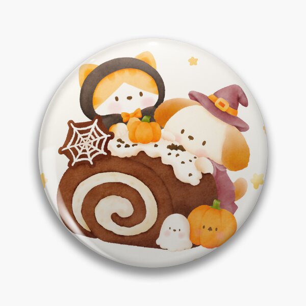 Item preview, Cute Halloween Cat and Puppy with Chocolate Roll Cake designed and sold by mmkn.art.