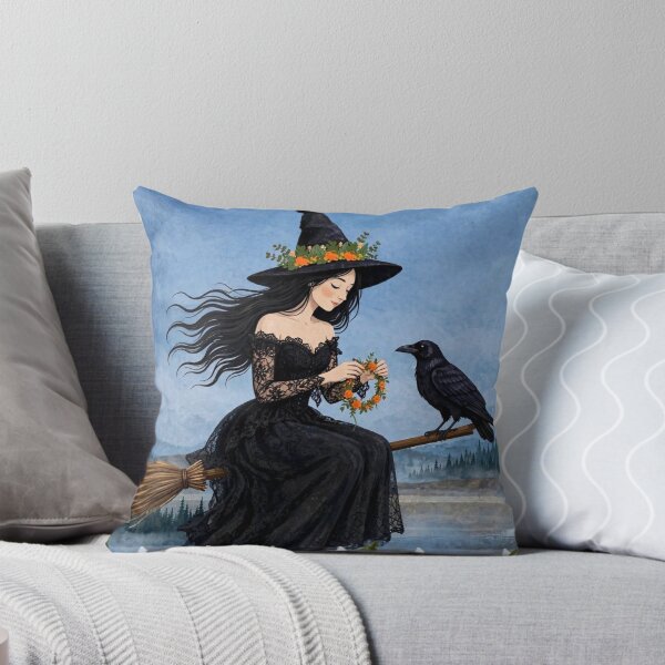 Item preview, The Witch Crafting a Magical Wildflower Crown. designed and sold by DibujandoPorfa.