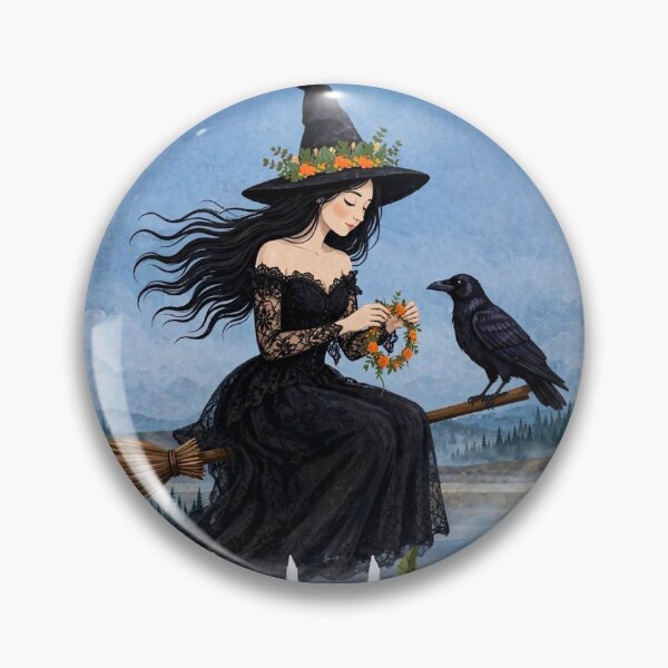 Item preview, The Witch Crafting a Magical Wildflower Crown. designed and sold by DibujandoPorfa.