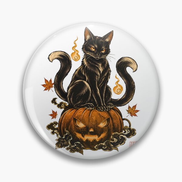Item preview, Nekomata Halloween Black Cat – Japanese Yokai Pumpkin Art designed and sold by kaxymax.