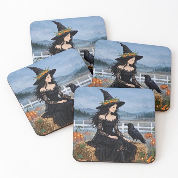 Item preview, The Witch and Her Raven Resting on a seat of Straw designed and sold by DibujandoPorfa.