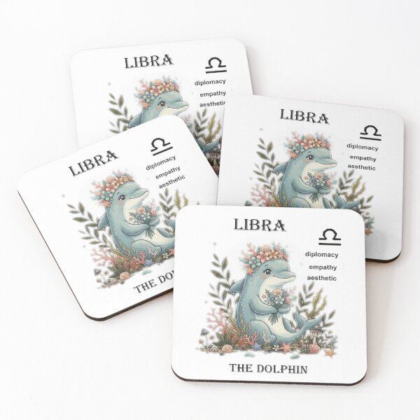 Item preview, Cute Libra Zodiac Dolphin with Floral Crown designed and sold by varotti.