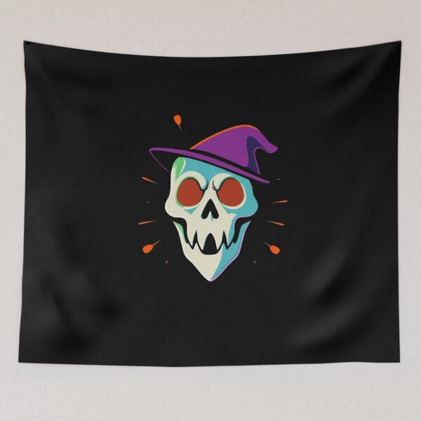 Item preview, Spooky Skull in Purple Witch Hat designed and sold by ERODED SELF.