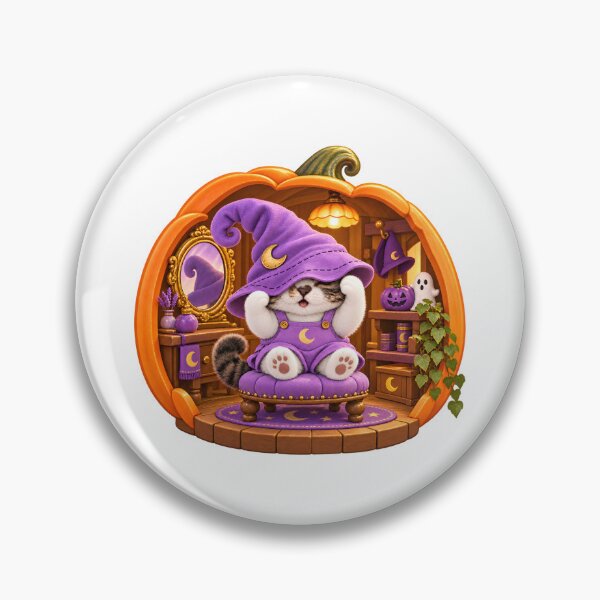 Item preview, Ggomani Kitten Trying On an Oversized Purple Witch Hat designed and sold by haewamal.
