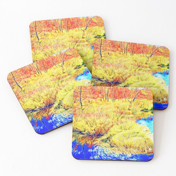 Item preview, Mountain Stream and Thicket in Autumn, Digital Illustration designed and sold by AMacGPhilly.