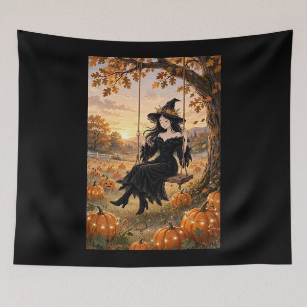 Item preview, The Witch Swinging on a Swing at Sunset. designed and sold by DibujandoPorfa.
