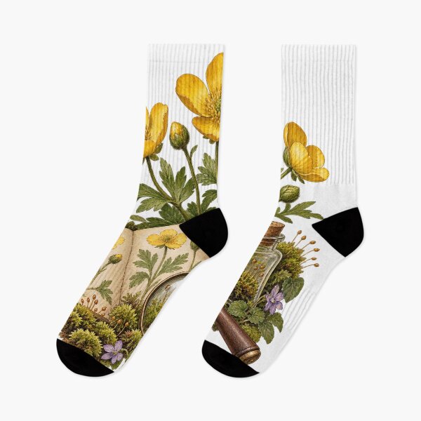 Item preview, Buttercup and Moss Observation – Botanical Illustration designed and sold by Xnuery.