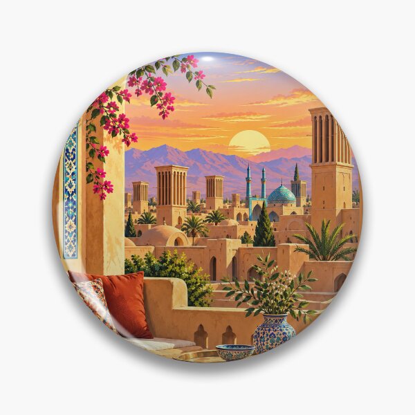 Item preview, Yazd Iran Golden Sunset Persian Architecture designed and sold by dreamybyana.