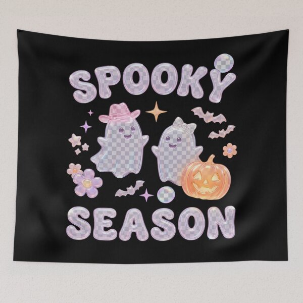 Item preview, Spooky Season Iridescent Bubble Cute Ghost Pink Cowboy Hat Glowing Pumpkin Design designed and sold by Bhaskar Digital Art.