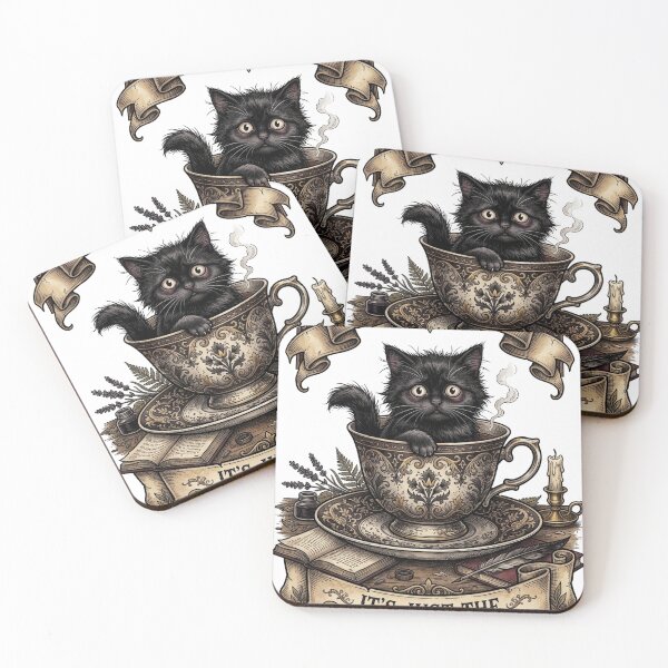 Item preview, Funny Anxious Black Cat I'm Fine It's Just The Overthinking Dark Academia designed and sold by CoolCrazyChaos.