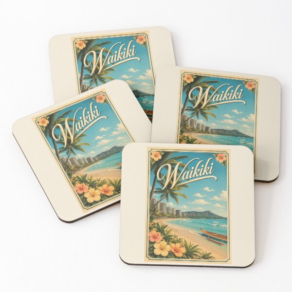 Item preview, Waikiki Hawaii Vintage Travel Poster designed and sold by Sasas Design.