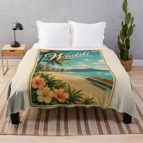 Item preview, Waikiki Hawaii Vintage Travel Poster designed and sold by Sasas Design.