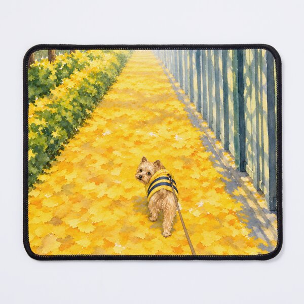 Item preview, A Sunlit Walk with You – Yorkshire Terrier on a Golden Ginkgo Path designed and sold by haewamal.
