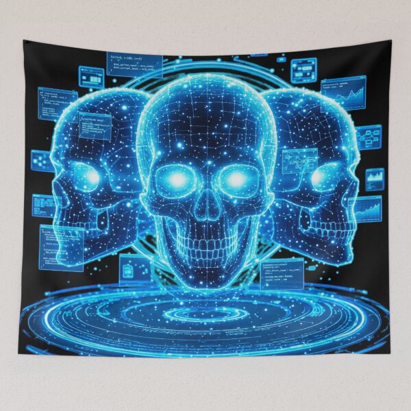 Item preview, Cyberpunk Holographic Skull - Digital Hacker Edition designed and sold by InkShiftLabs.