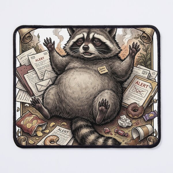 Item preview, Funny Raccoon Burnout Proudly Doing My Best Everything In Flames designed and sold by CoolCrazyChaos.