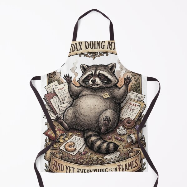 Item preview, Funny Raccoon Burnout Proudly Doing My Best Everything In Flames designed and sold by CoolCrazyChaos.