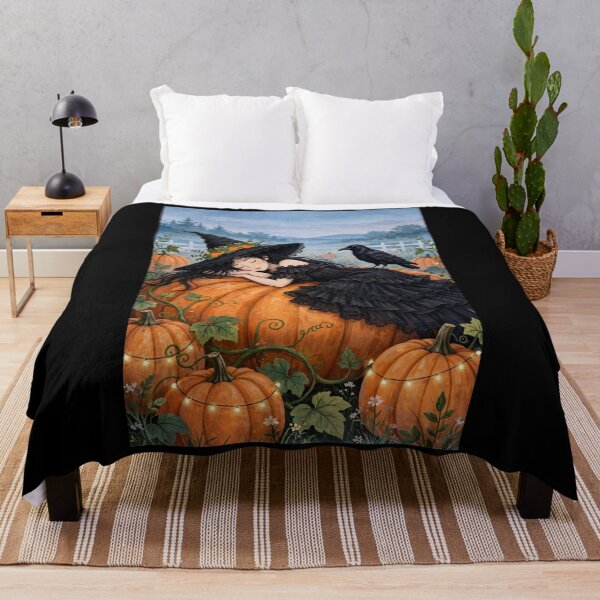 Item preview, The Witch Taking a Cozy Nap on a Giant Pumpkin. designed and sold by DibujandoPorfa.