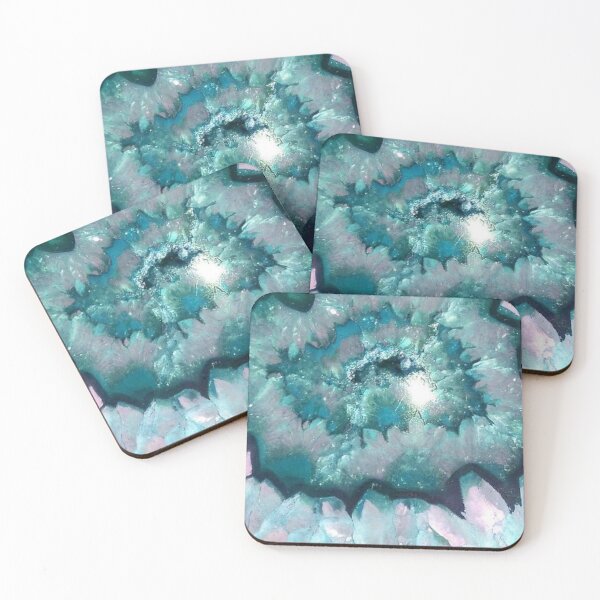 Item preview, Teal Amethyst Geode Crystal Texture — Emerald Blue Agate Slice Art designed and sold by LYAN-STORE.