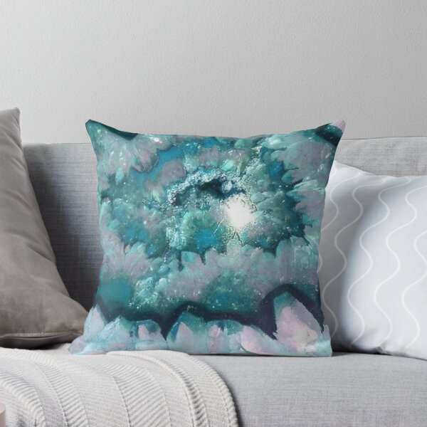 Item preview, Teal Amethyst Geode Crystal Texture — Emerald Blue Agate Slice Art designed and sold by LYAN-STORE.