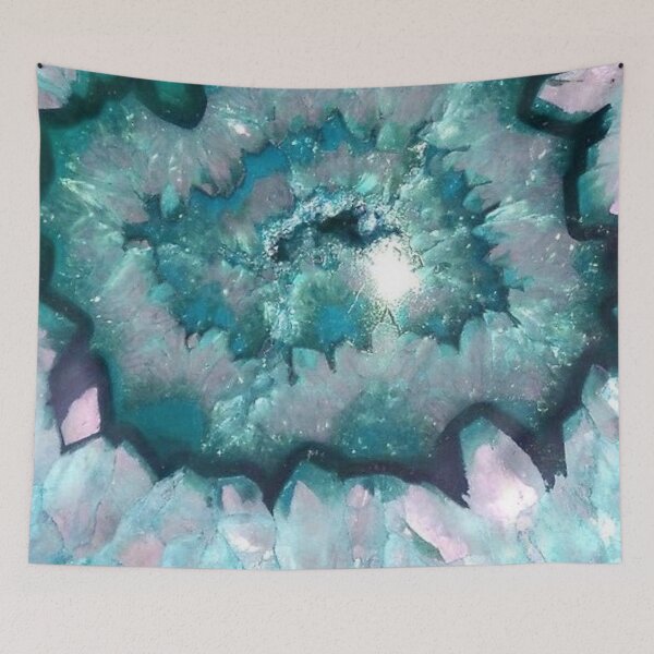 Item preview, Teal Amethyst Geode Crystal Texture — Emerald Blue Agate Slice Art designed and sold by LYAN-STORE.