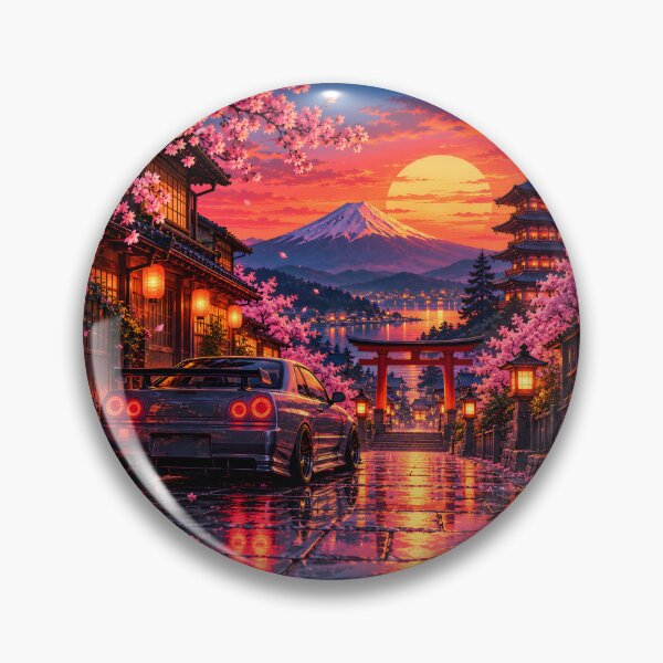 Item preview, Japanese Skyline sports car at a retro sunset designed and sold by Playful-Monster.