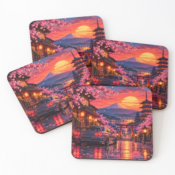 Item preview, Japanese Skyline sports car at a retro sunset designed and sold by Playful-Monster.