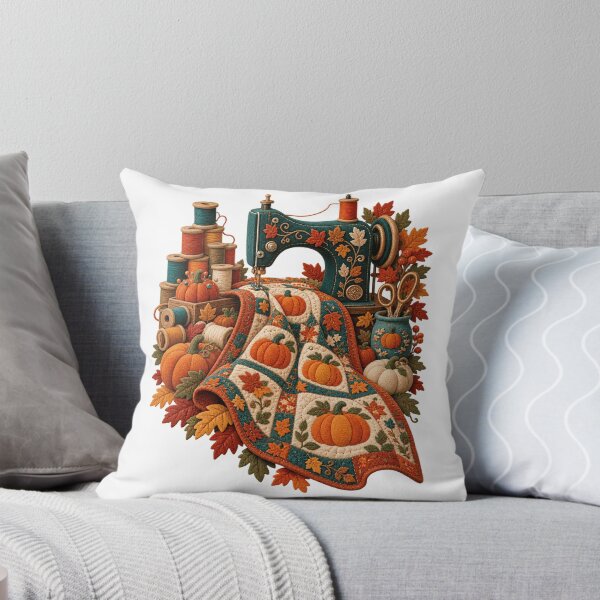 Item preview, Pumpkin Quilt Autumn Sewing Machine Felt Art designed and sold by TeNovaStudio.