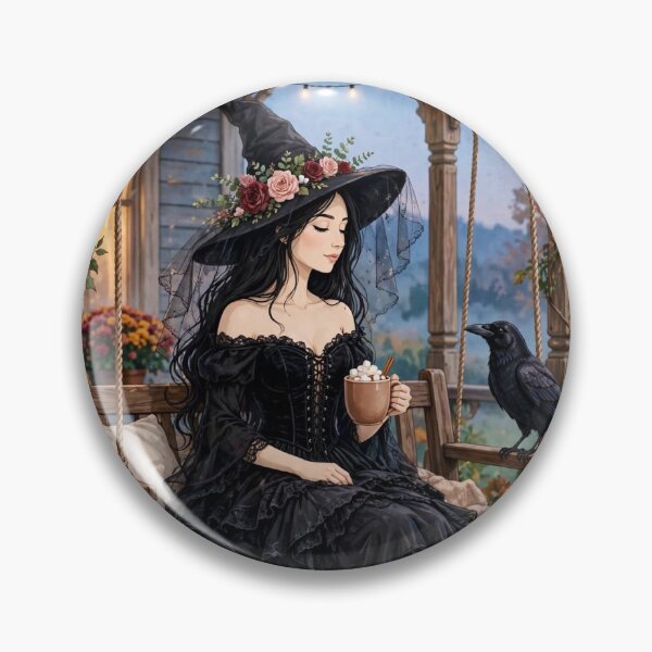 Item preview, The Witch Sipping Hot Cocoa on a Chilly Autumn Day. designed and sold by DibujandoPorfa.