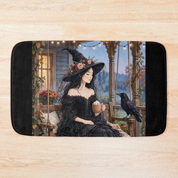 Item preview, The Witch Sipping Hot Cocoa on a Chilly Autumn Day. designed and sold by DibujandoPorfa.