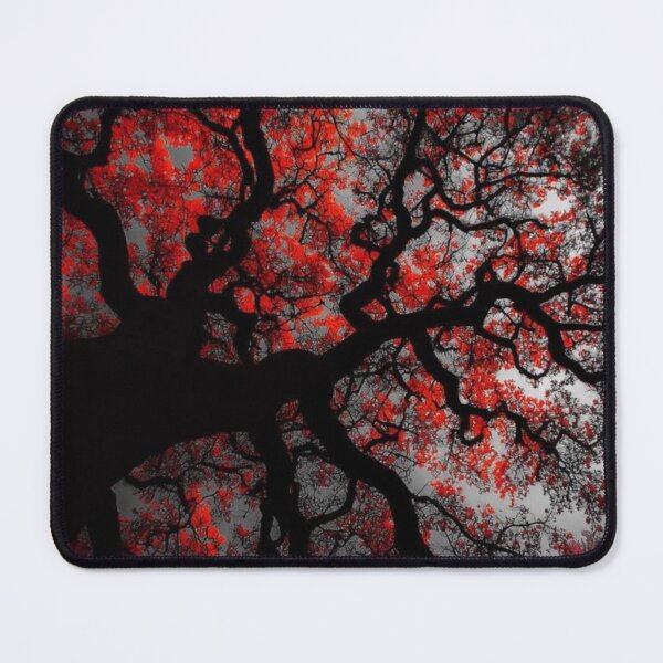 Item preview, Red Foliage Silhouette Tree — Black and White Selective Color Gothic Nature Art designed and sold by LYAN-STORE.