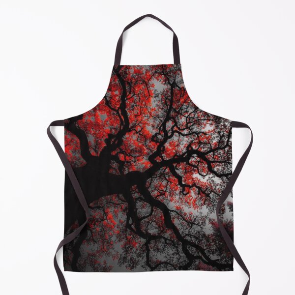 Item preview, Red Foliage Silhouette Tree — Black and White Selective Color Gothic Nature Art designed and sold by LYAN-STORE.