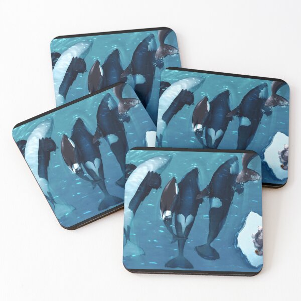 Item preview, Orcas Swimming Beneath an Ice Floe with a Curious Arctic Fox designed and sold by fibiiistd.